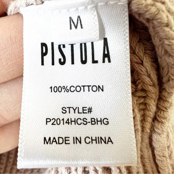 Pistola Taylor Ribbed Cropped Sweater Women’s Size M Tabbed Sleeves Blushing - Picture 4 of 10